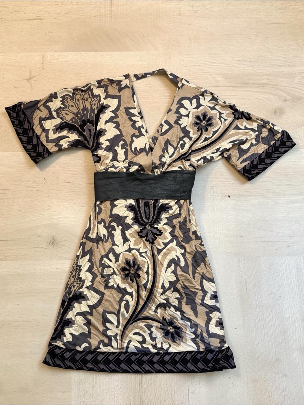 NWT Vintage Hale Bob Floral Belted Empire Waist Silk Midi Dress Women’s Small